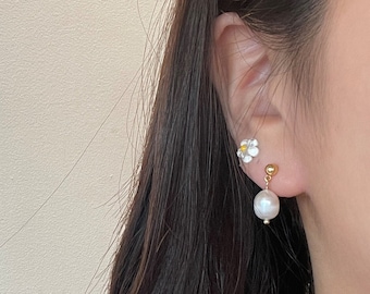 Natural Baroque Pearl Drop Earrings, Handmade Fresh Water Pearl Earrings, Minimalist Earrings, Pearl Earrings, Bridesmaid Gifts,Gift for Her