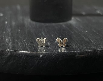 Tiny 925 Sterling Silver Butterfly Earrings, Minimalist Butterfly Earrings, Simple Dainty Butterfly Earrings, Minimalist Sterling Silver