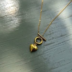 18K gold-plated heart necklace with toggle clasp, summer necklace, gold necklace, minimalist necklace