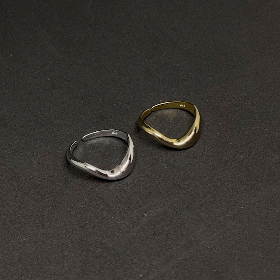 925 Sterling Silver Ring in Gold or Silver, Wave Statement Ring, Stapelring, Irregular Freesize Ring, Gift For Her, Muttertagsgeschenk