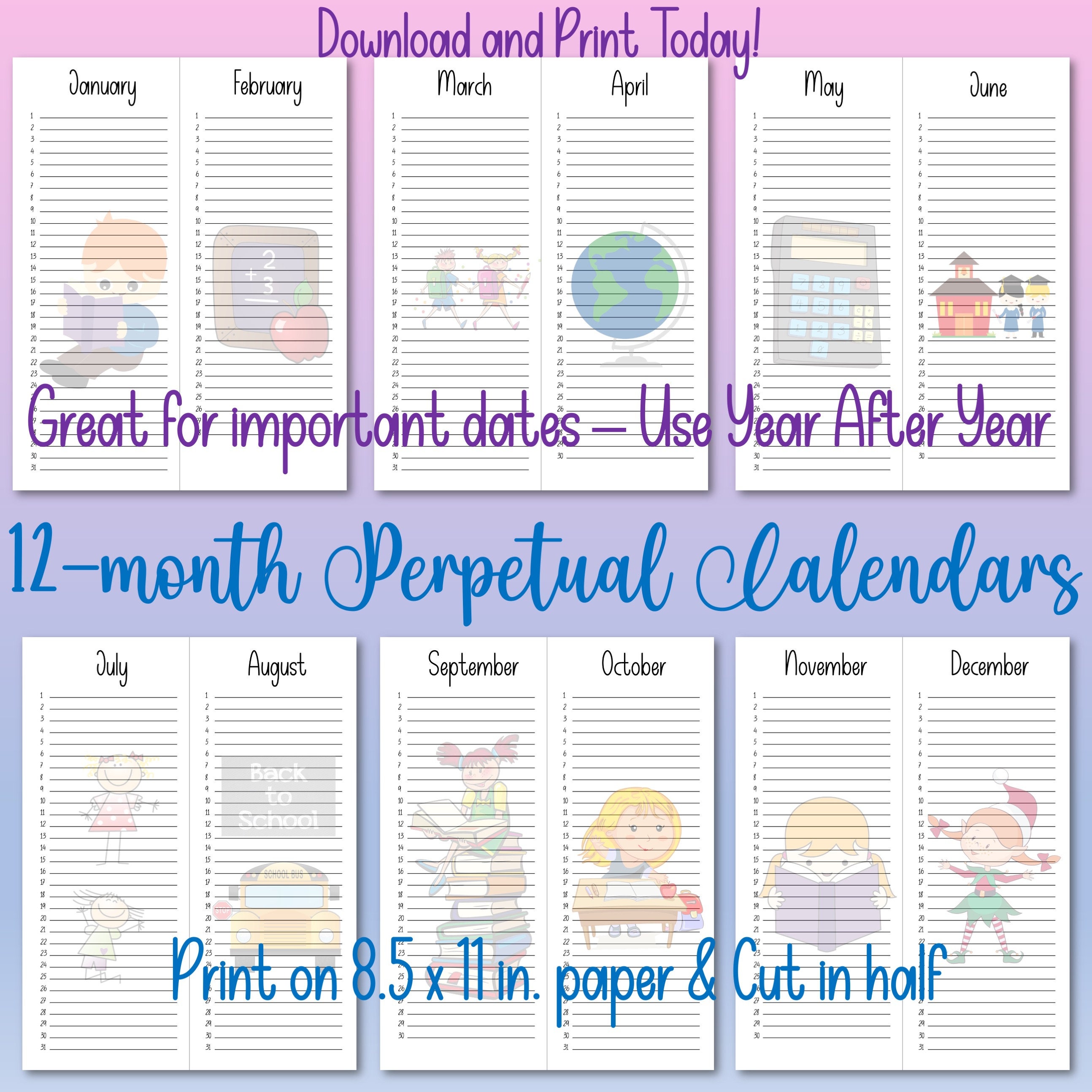 20222023 Printable Monthly School Calendar Kids Calendar Etsy