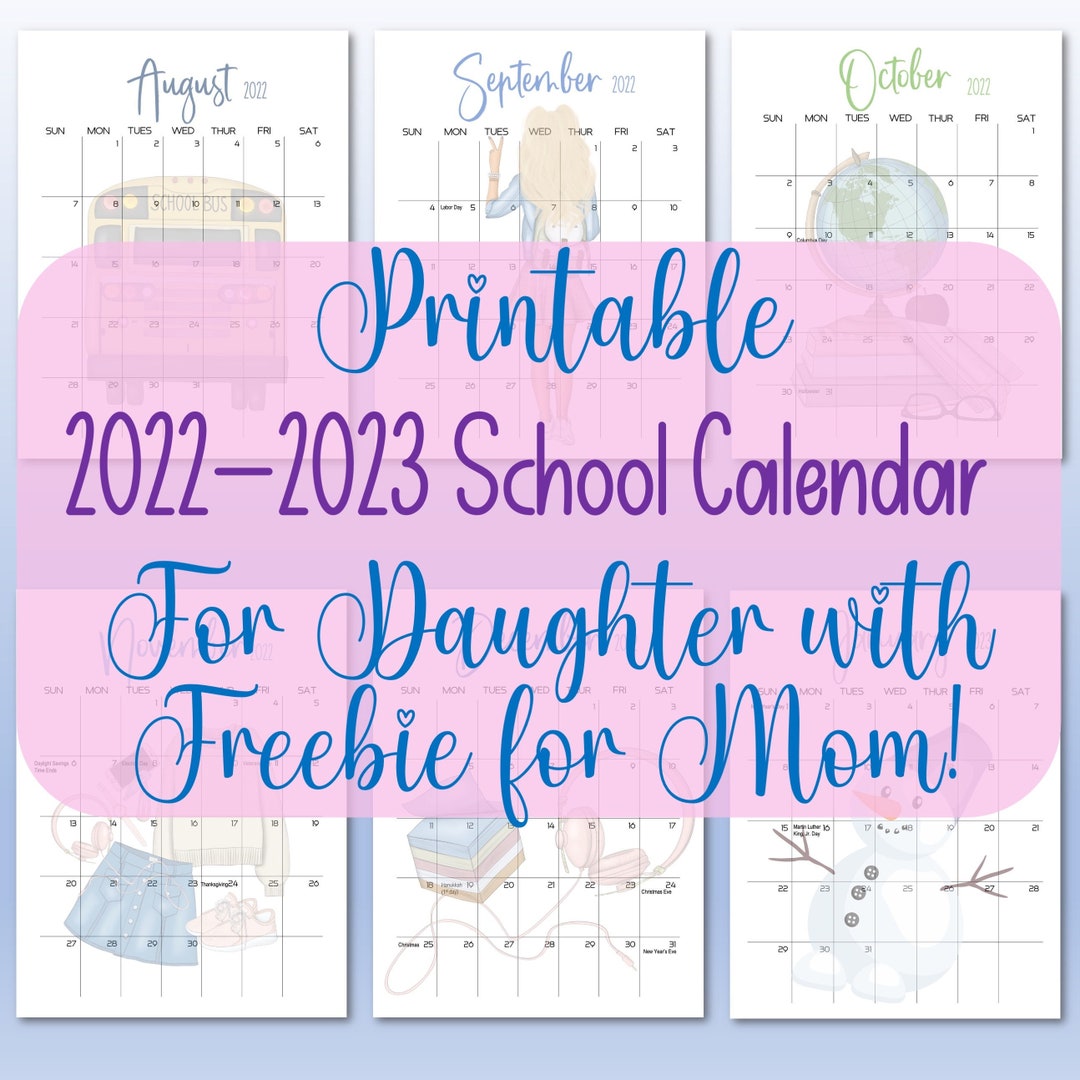 2022 2023 Printable Monthly School Calendar Kids Calendar Etsy