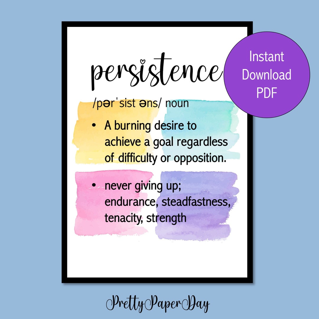Persistence Definition Print, Female Office Decor, Persistence Print ...