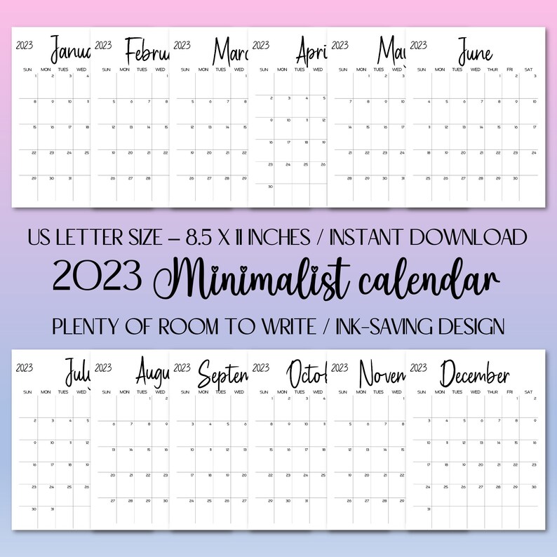 2023 Calendar Planner Bundle Printable Monthly Calendars - Etsy Hong Kong