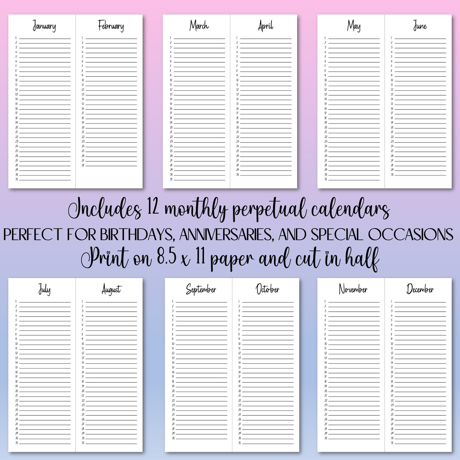 2023 Calendar Planner Bundle Printable Monthly Calendars - Etsy Hong Kong