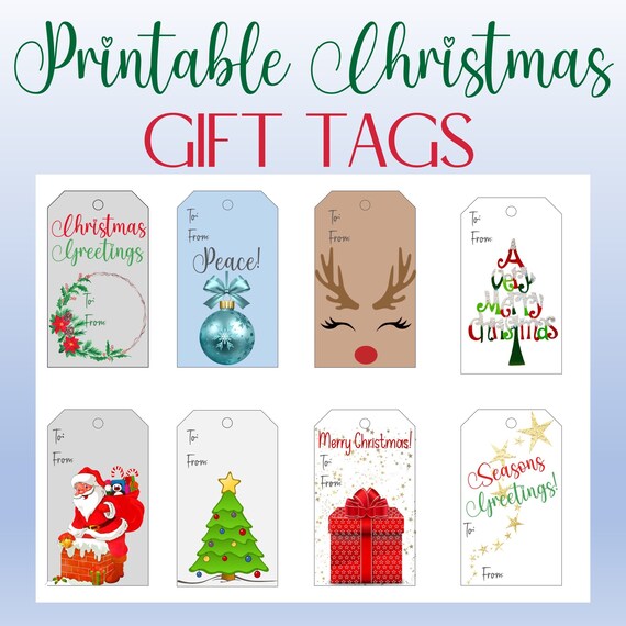 Printable Christmas Gift Tags, Holiday Gift Tags, Printable