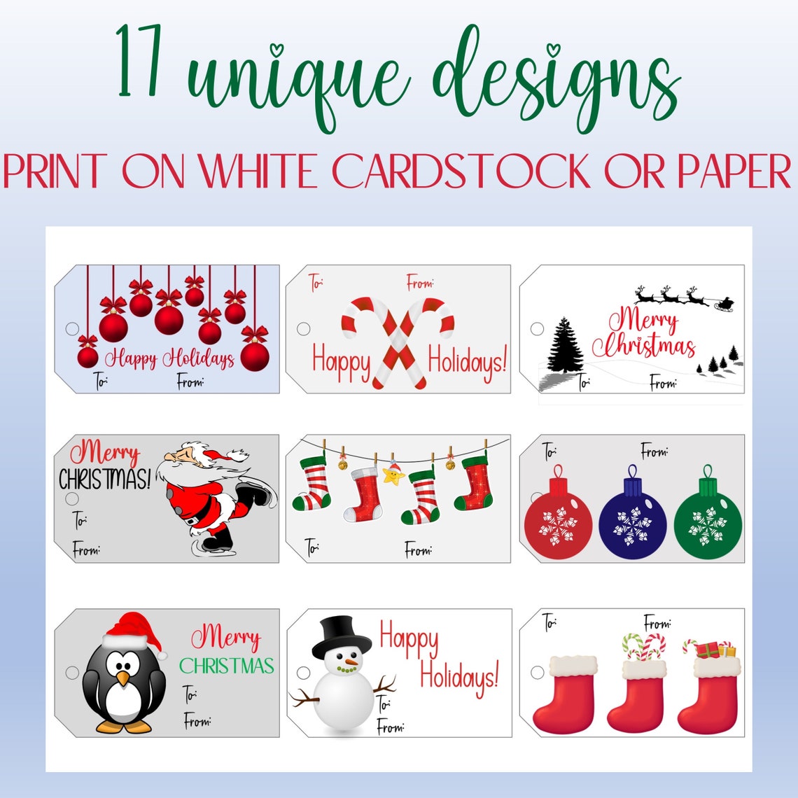 Printable Christmas Gift Tags, Holiday Gift Tags, Printable Christmas