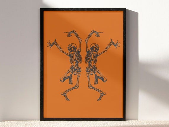 Dancing Skeleton Halloween Printable Art Print Skeleton - Etsy