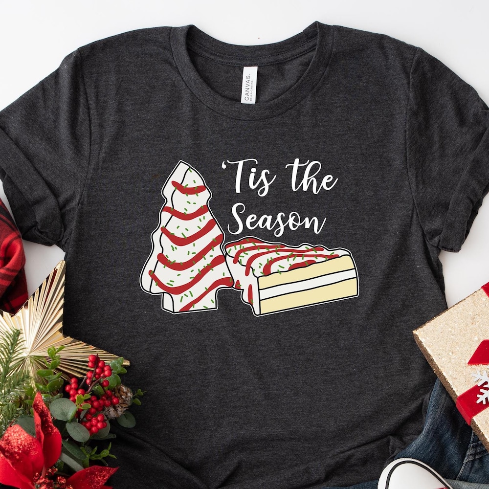 Christmas Cake Tee Tis The Season Sweatshirt, Christmas Sweatshirt, Retro Christmas Shirt, Christmas Cake Sweatshirt, Funny Christmas Sweater, Happy Christmas Our First Christmas Unisex Style Peckshirt