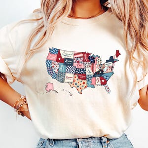 Chemise rétro carte des États-Unis d'Amérique, chemise 4 juillet, T-shirt carte de l'Amérique, chemise États-Unis, chemise jour de l'indépendance, t-shirt USA
