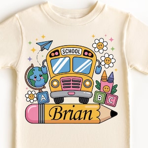 Chemise personnalisée pour la rentrée des classes avec prénom pour enfant, Chemise premier jour d'école, Prénom au crayon, Chemise maternelle, Chemise primaire, T-shirt d'école pour tout-petits