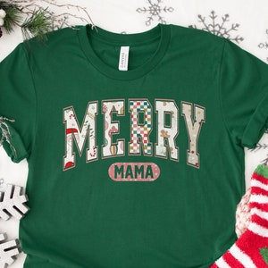 Mom Christmas Shirt, Merry Mama TShirt, Mama Christmas T-shirt,Christmas Shirt for Mom Gift for Christmas Tee,Retro Xmas Tee