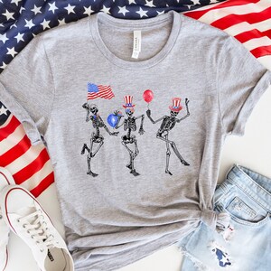 Dancing Skeletons 4th of July Shirt, Patriotic Skeleton Shirts, Dead Inside But Freedom, Happy 4th of July Shirt, Skeleton Fireworks T-Shirt