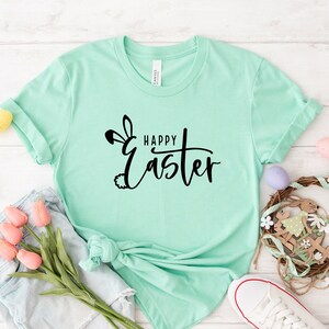 Happy Easter Tee, Easter Shirt, Easter Bunny Graphic Tee, Unisex Tee, T-shirt for Easter, Easter Shirts for Women, Gift for Her, Easter Tee