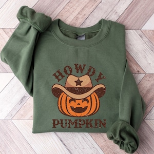 Howdy Pumpkin Sweatshirt, Halloween Cowboy Shirt, Western Halloween Sweatshirt, Cute Spooky Shirt, Halloween Gift, Halloween Country Shirts