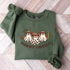 Howdy Ghouls Sweatshirt, Cowboy Ghost Sweatshirt, Western Halloween Tee, Retro Halloween Shirt, Spooky Cowgirl Shirt, Country Ghost Shirts