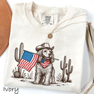 Comfort Colors®Cocker Spaniel 4th Of July Shirt, Patriotic Dog Tee With Flag, USA Freedom T-Shirt, Country Dog Lover Sweatshirt, Cowboy Tee