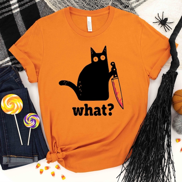 Halloween Cat Knife Shirt Etsy