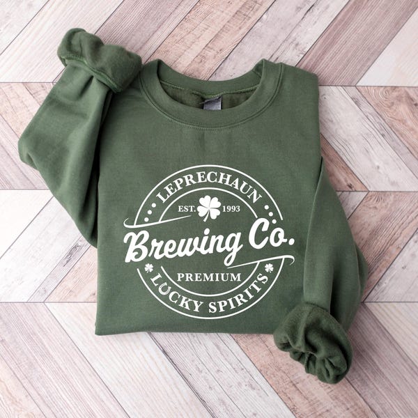 Leprechaun Brewing Co Shirt, Retro St Patrick's Day Gift, Vintage Irish Shirt, Lucky Spirits Shirt, St Patty Day Shirt, Irish Shirt Gifts