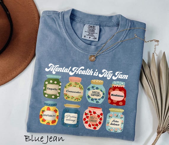 Comfort Colors® Mental Health is My Jam Shirt, Mental Health Awareness Shirt, Cute Therapy Tee, Self-Care Jars, Counselor Social Worker Gift