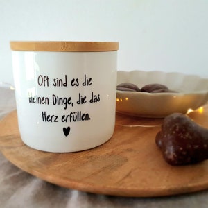 Keksdose Holzdeckel Vorratsdose Keramik Dose mit Spruch Geschenk Bild 4