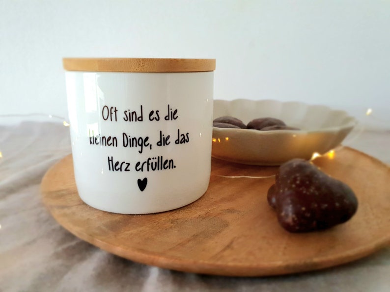 Keksdose Holzdeckel Vorratsdose Keramik Dose mit Spruch Geschenk Bild 4