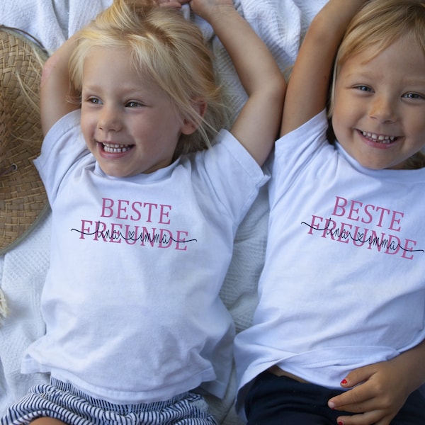 Personalisiertes Kinder T-Shirt | Beste Freunde mit Kindernamen | Kindergeburtstag | Geschenk Kinder