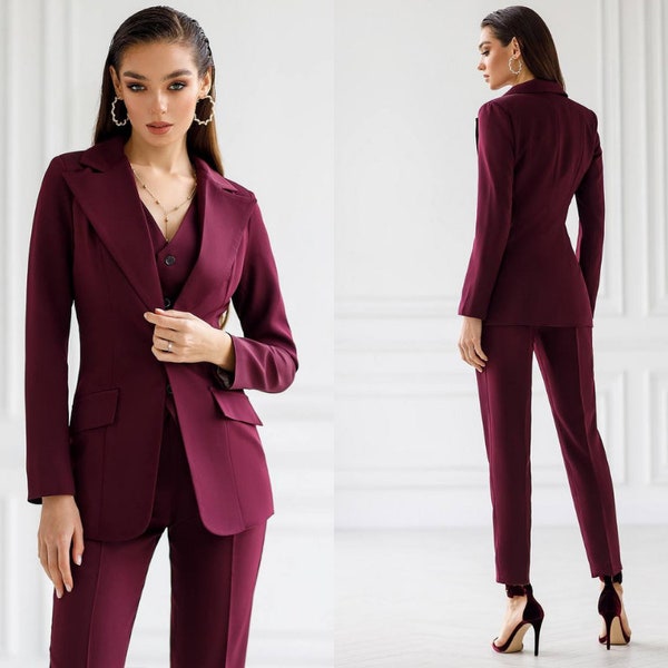 Burgundy Suit Women - Etsy