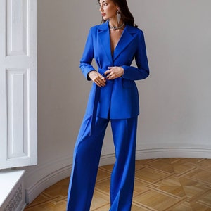 Royal Blue Pant Suit Two Piece Set for Women Wedding Guest - Etsy