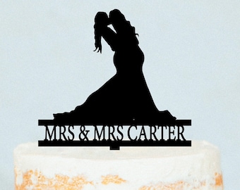 Mrs And Mrs Custom Cake Topper| Lesbian Wedding Cake Topper| Same Sex Wedding| Two Brides Cake Topper