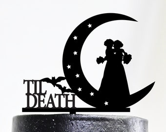 Gothic Wedding Cake Topper| Lesbian Wedding Cake Topper| Same Sex Wedding| Mrs And Mrs Custom Cake Topper