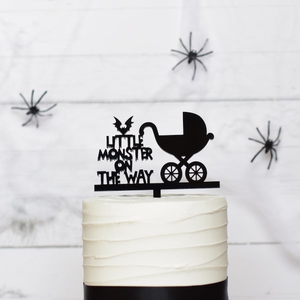 Little Monster On the Way Cake Topper| Little Nightmare Cake Topper| Black Pram Cake Topper| Welcome Little Monster