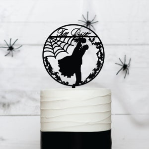 Topper na tort weselny Til Death Do Us Part | Akrylowy topper na tort weselny Halloween | Topper na tort weselny Spider Web