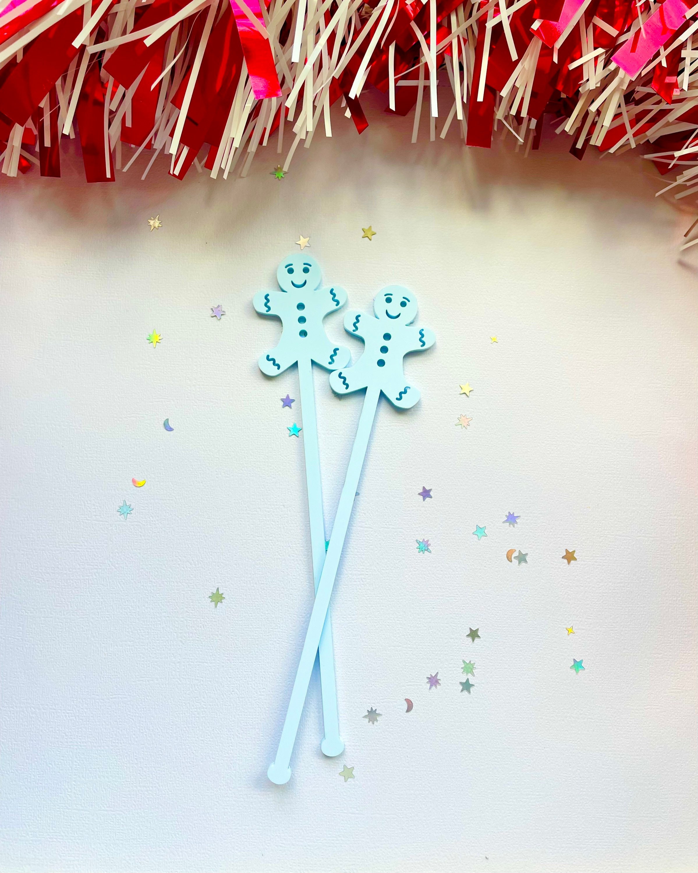 Gingerbread Drink Stirrers Christmas Drink Stirrers Blue Gingerbread