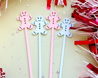 Gingerbread Drink Stirrers| Christmas Drink Stirrers| Christmas Swizzle Sticks| Holiday Drink Decor| Christmas Gender Reveal