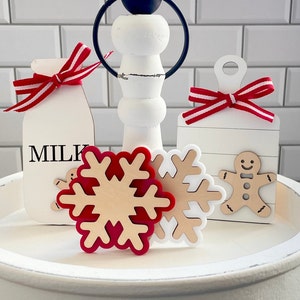 Milk And Cookies Tiered Tray Decor | Christmas Tiered Tray Set| Gingerbread Decor Bundle