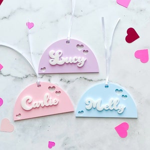 Personalized Valentine&#39;s Day Tag | 3D Valentine Name Tag| Acrylic Gift Tag | Custom Valentine Gift | Gift Basket Tag