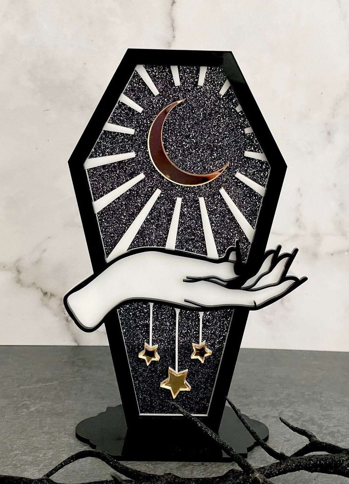 Coffin Jewelry Box Witchy Coffin Decanter - Skeleton Hand Design