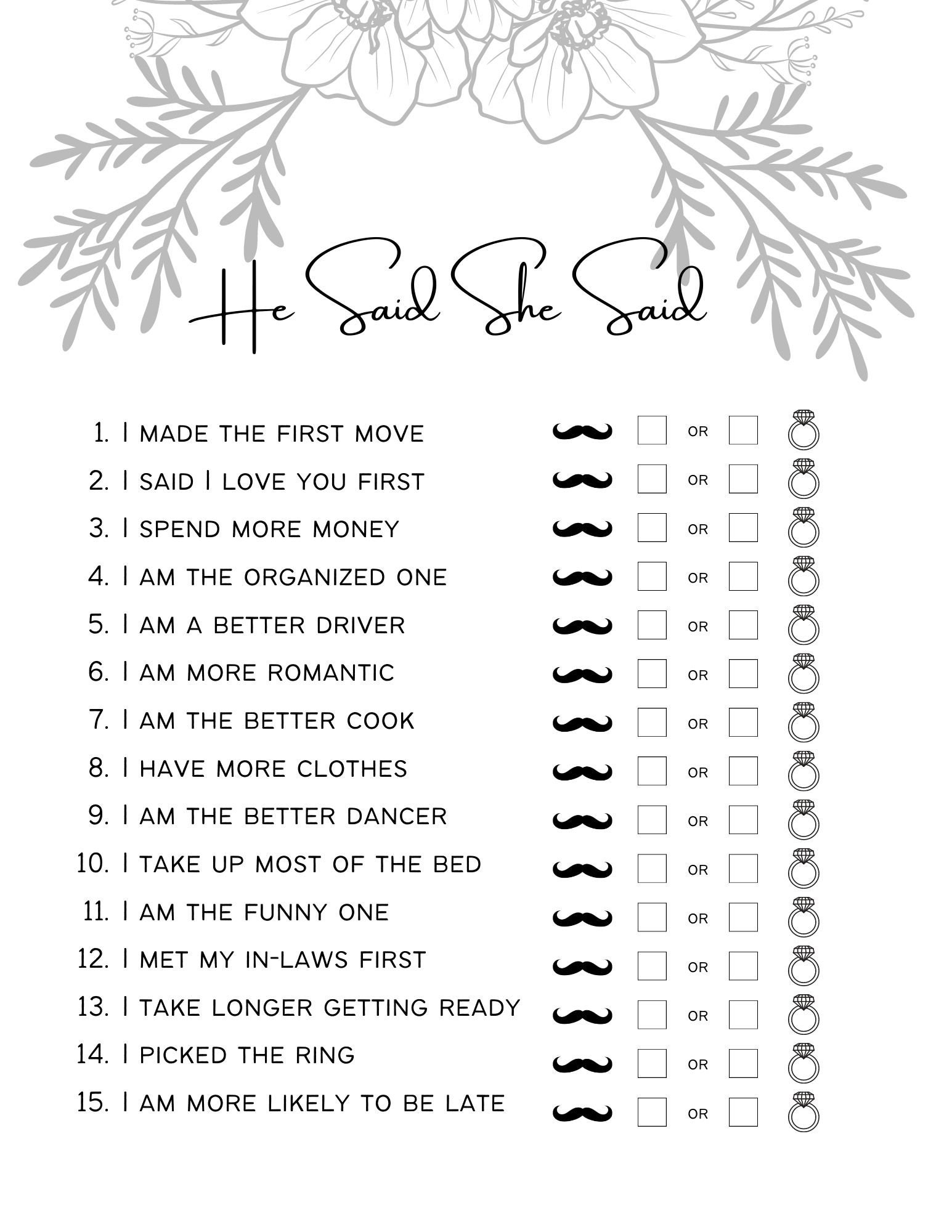 Bridal Shower Games Printable Bridal Shower Games Wedding Etsy