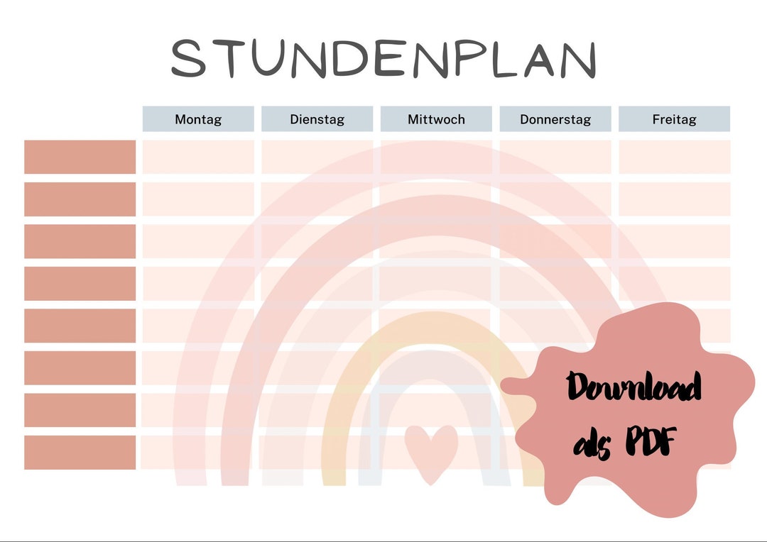 Boho Timetable Download, School Enrollment Gift, to Print Out, School ...