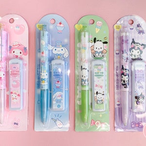 HelloKittyFriends [8-in-1] Hello Kitty Cute Stationery 4pcs B Type Wooden  Lead Pencils & 4pcs Figure Pencil-Top Set(Pink)