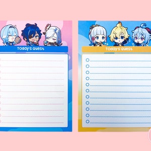 Cryo - Genshin characters checklist notepads