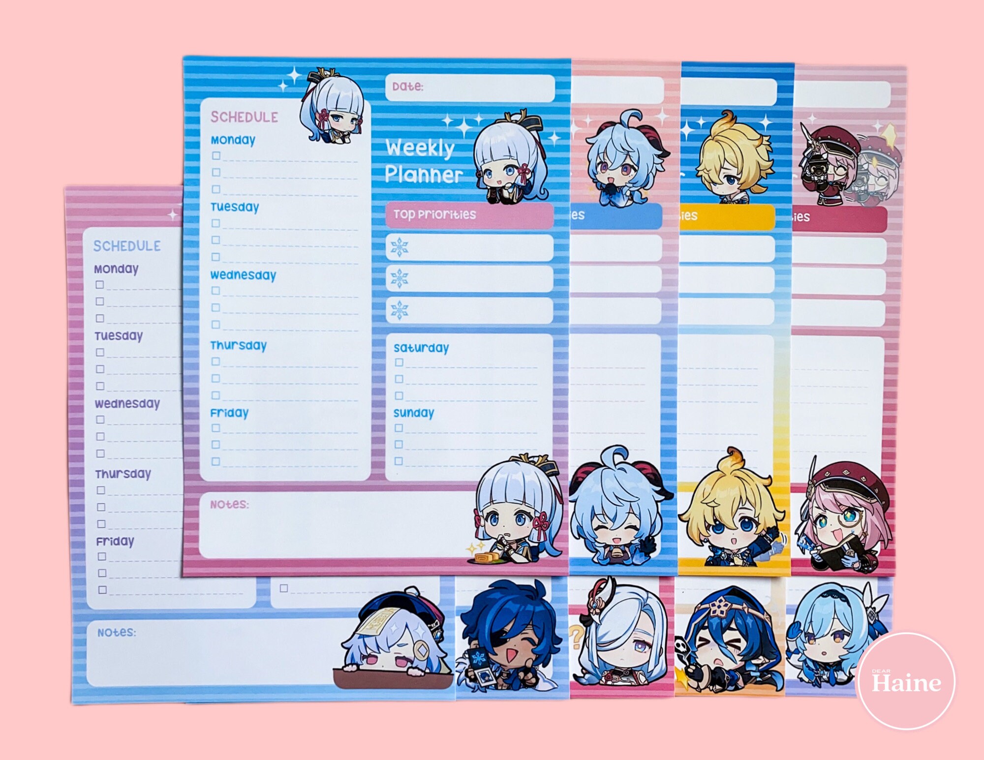 Genshin Impact Cryo Weekly Planner - Tear away Notepad