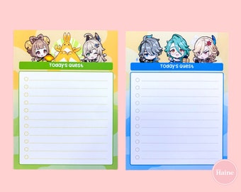 Dendro - Genshin characters checklist notepads