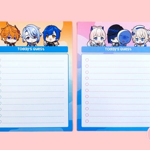Hydro - Genshin characters checklist notepads