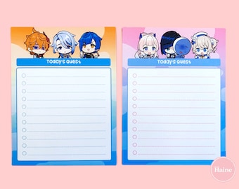 Hydro - Genshin characters checklist notepads