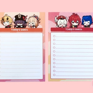 Pyro - Genshin characters checklist notepads