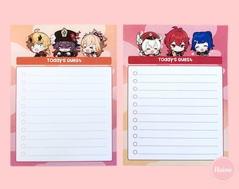 Pyro - Genshin-notitieblokken met checklist voor personages