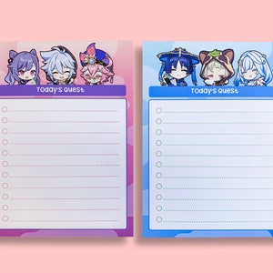 Electro & Anemo -  Genshin characters checklist notepads