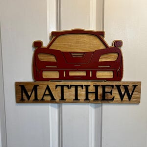 Race Car Name Sign Kids Room, Car Door Hanger
